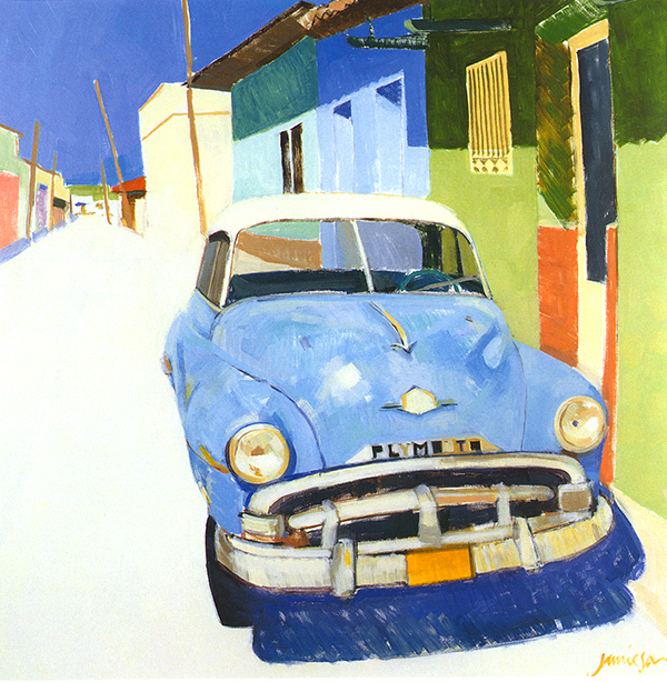 painting of Plymouth car, Cuba